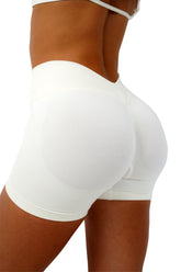 LJ V-BACK SCRUNCH SHORTS - OFF WHITE