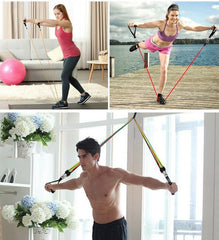 11-Piece Stackable Resistance Bands Set - Premium Latex Exercise Tubes with Door Anchor, Ankle Straps, and Handles for Home Gym & Strength Training