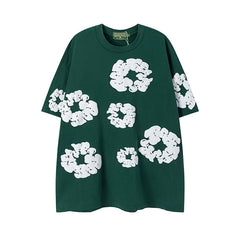 Denim Tears Cotton Wreath Graphic T-Shirt - Dark Green / Oversized Streetwear