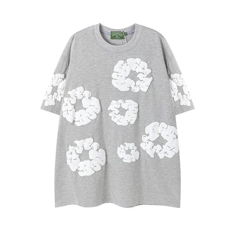 Denim Tears Cotton Wreath Graphic T-Shirt - Heather Grey / Oversized Fit