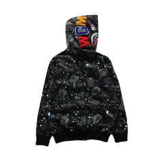 BAPE Fall Winter Shark Space Galaxy Camo Full‑Zip Hoodie