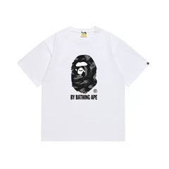 BAPE Style Dark Camo Big Ape Head Short-Sleeve Tee - White