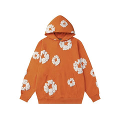 Denim Tears Cotton Wreath Graphic Hoodie - Orange / Relaxed Streetwear Fit