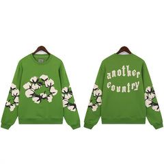 "Denim Tears" Another Country Cotton Wreath Oversized Green Sweatshirt
