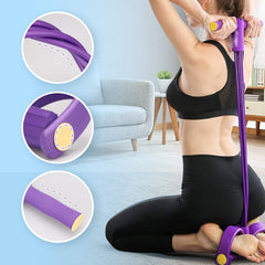Multi-Function Resistance Band Pedal Exerciser - Sit-Up Pull Rope with Foot Pedals and Foam Handles for Home Gym, Tummy Trimming, and Strength Training