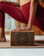 Cork Yoga Block - Mandala Black