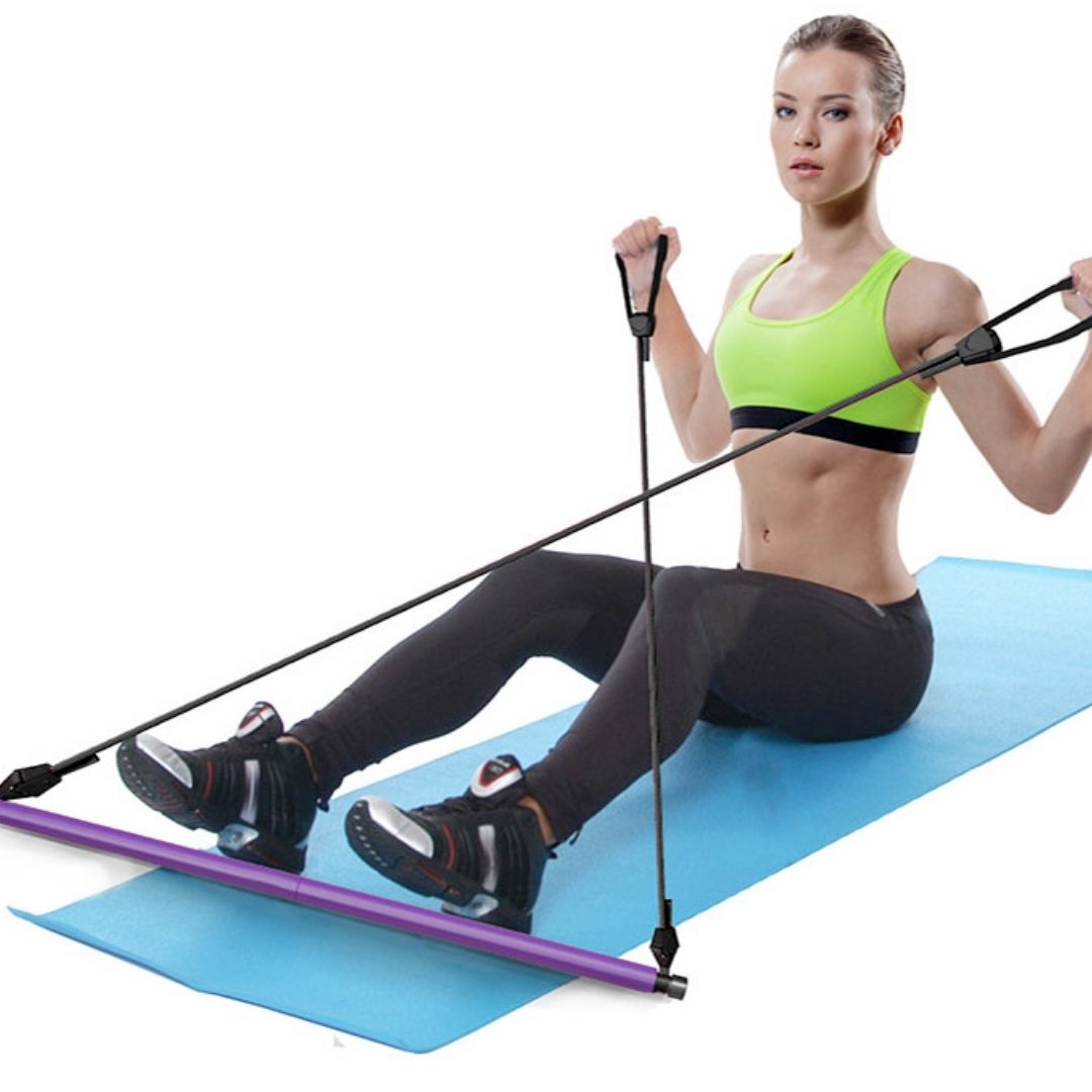 Portable Pilates Bar Kit with Resistance Bands - Home Gym Workout Stick for Yoga, Stretching, and Strength Training - Full Body Toning Fitness Equipment