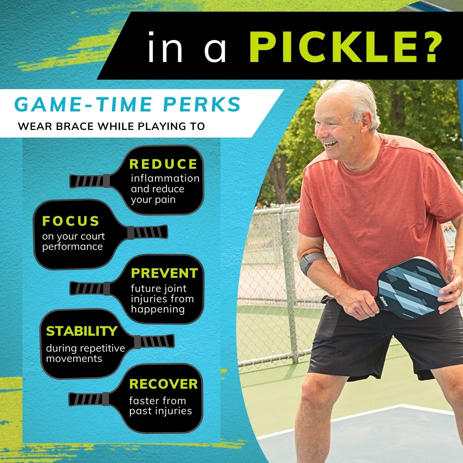 Court Comfort Elbow - Tennis Elbow Brace and Pickleball Tendonitis Arm Strap for Epicondylitis Pain