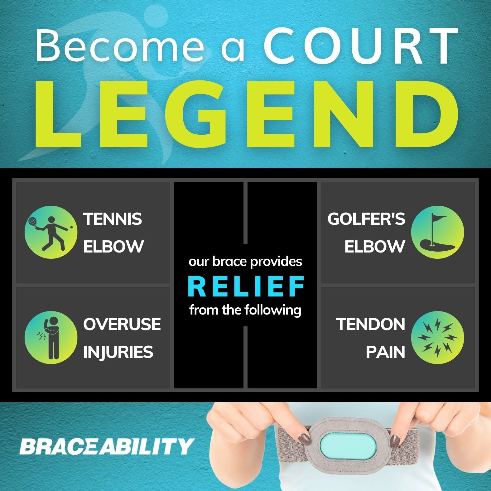 Court Comfort Elbow - Tennis Elbow Brace and Pickleball Tendonitis Arm Strap for Epicondylitis Pain