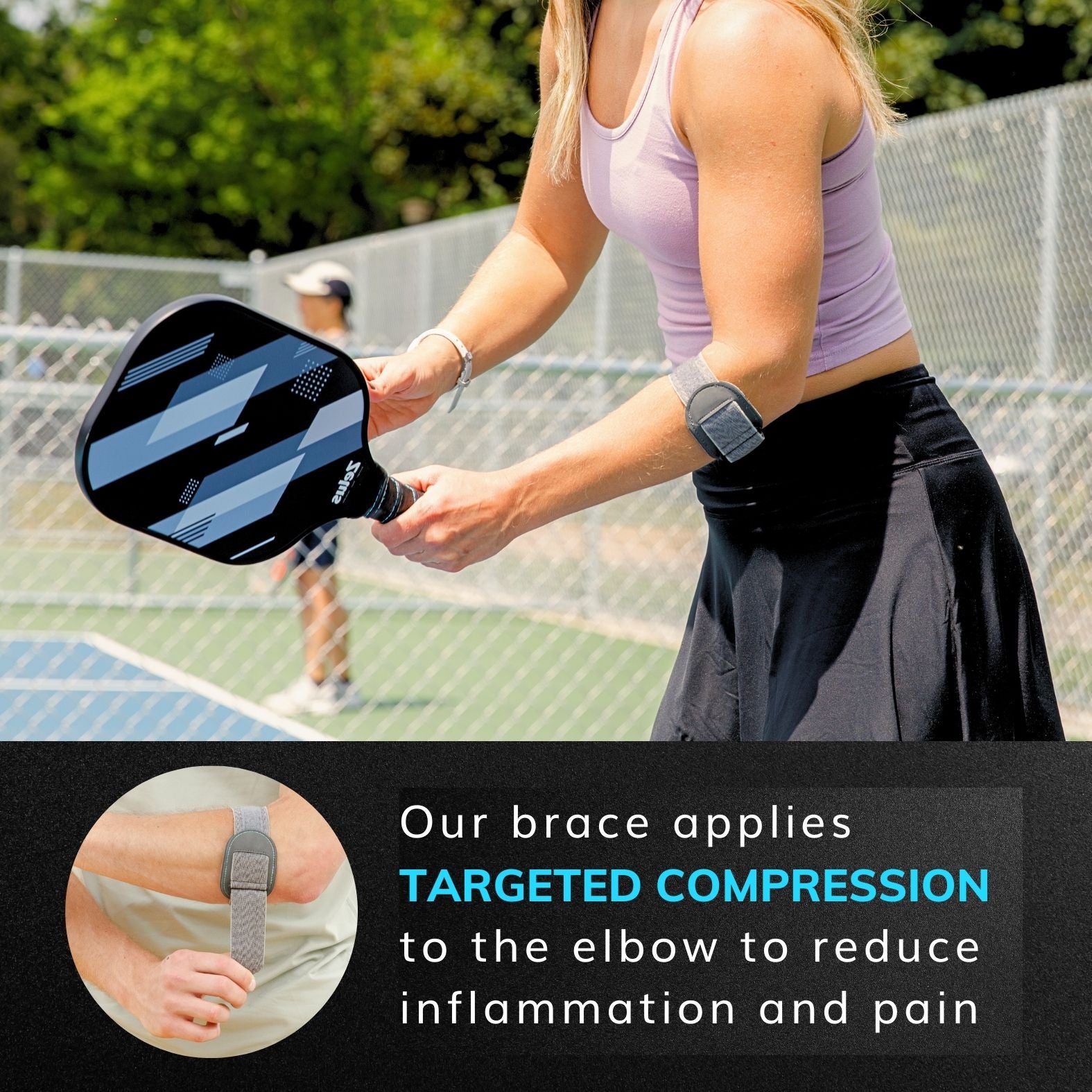 Court Comfort Elbow - Tennis Elbow Brace and Pickleball Tendonitis Arm Strap for Epicondylitis Pain