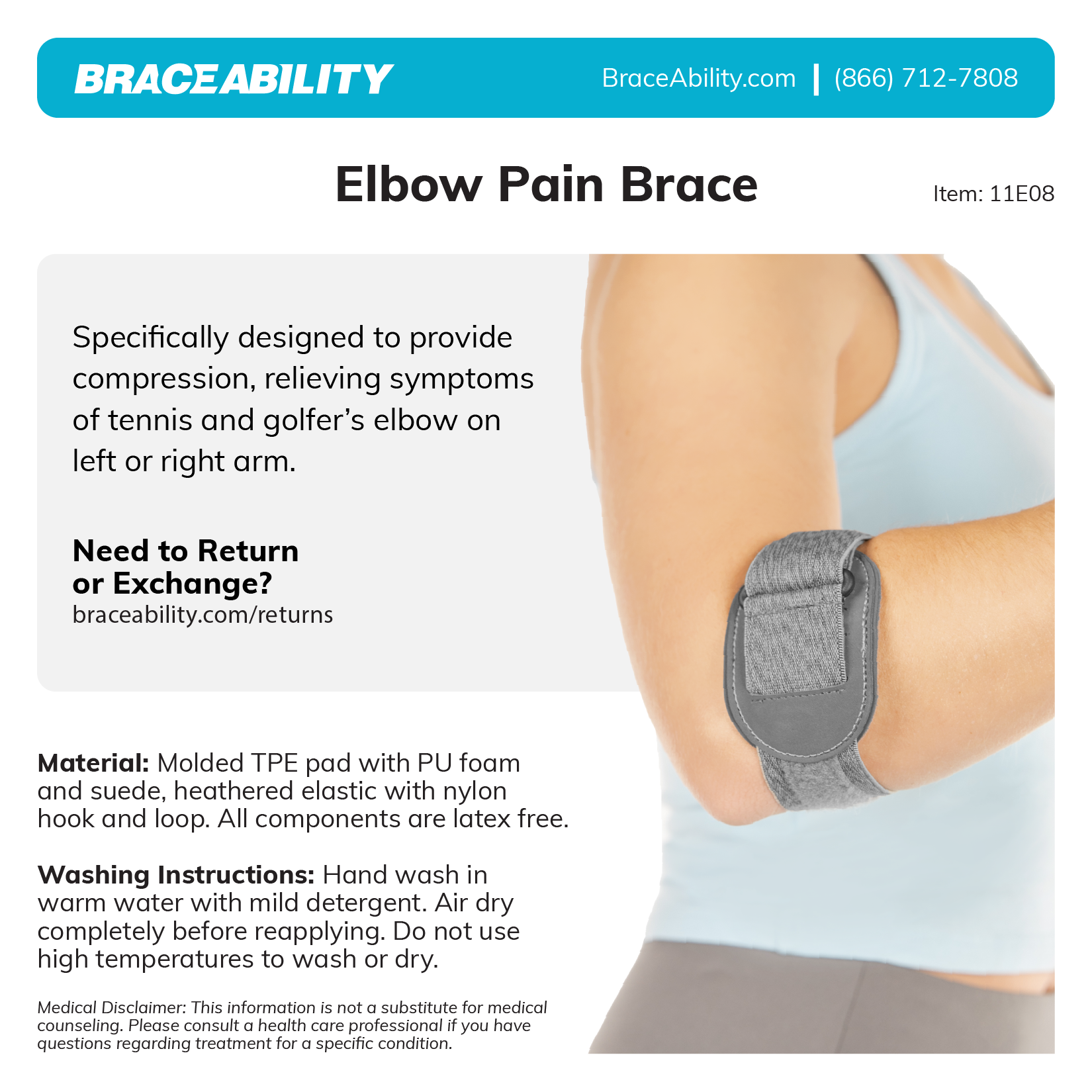 Court Comfort Elbow - Tennis Elbow Brace and Pickleball Tendonitis Arm Strap for Epicondylitis Pain
