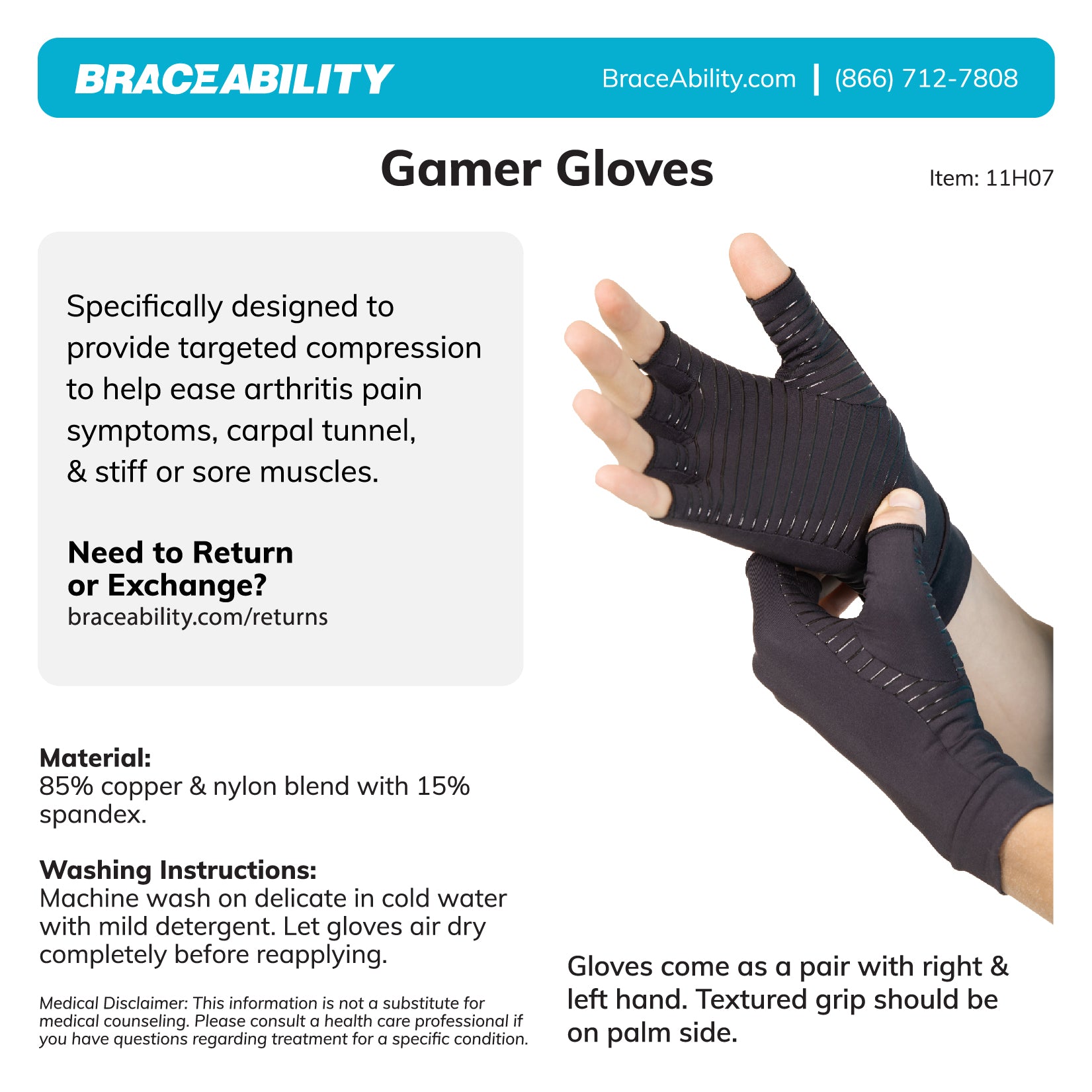 Carpal Tunnel Compression Gloves | Fingerless Support for Gaming Wrist, Finger, Hand and Thumb Pain
