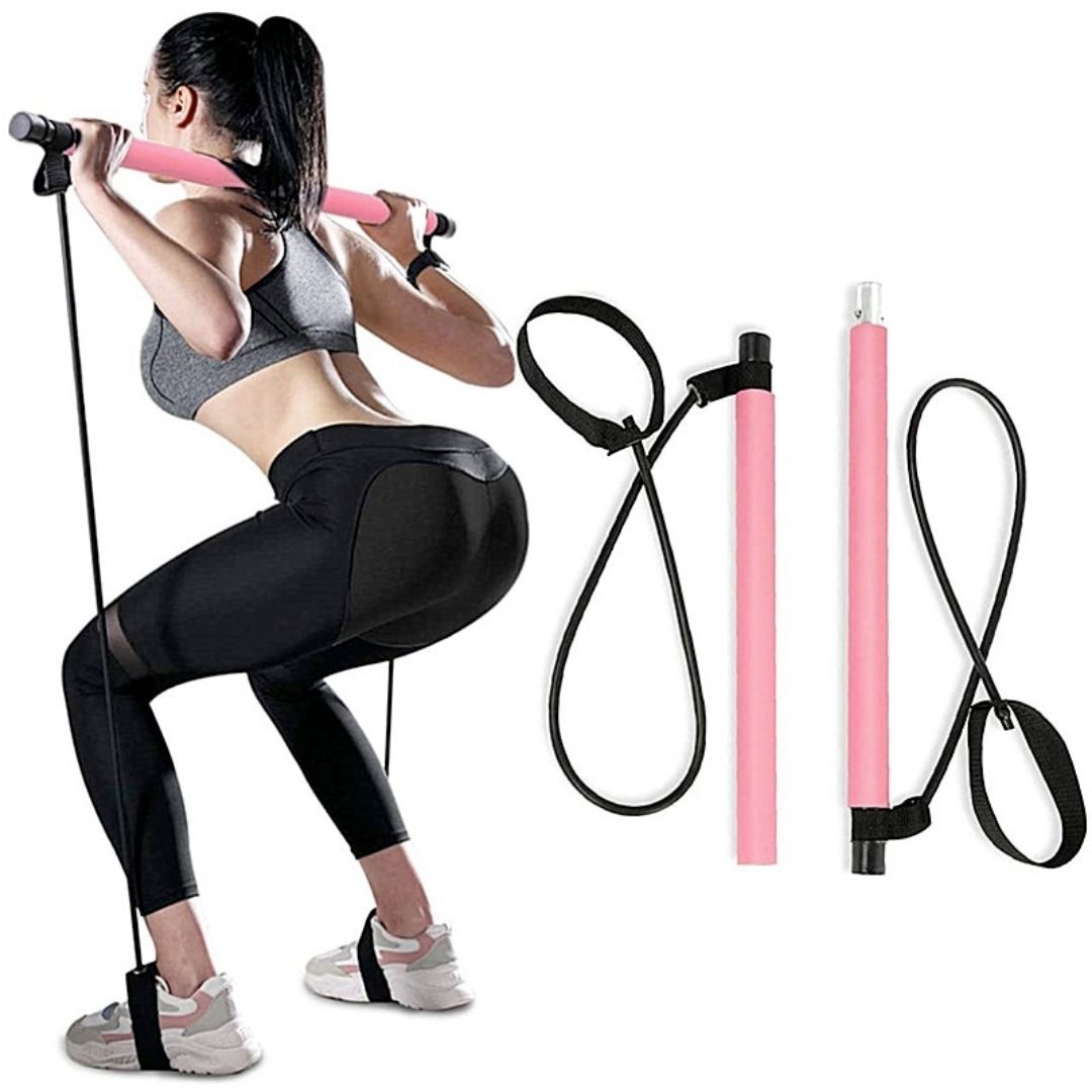 Portable Pilates Bar Kit with Resistance Bands - Home Gym Workout Stick for Yoga, Stretching, and Strength Training - Full Body Toning Fitness Equipment