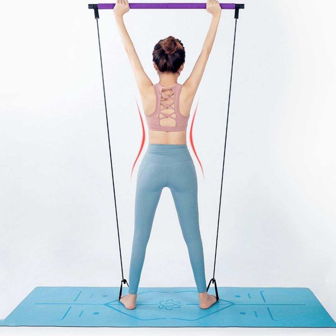 Portable Pilates Bar Kit with Resistance Bands - Home Gym Workout Stick for Yoga, Stretching, and Strength Training - Full Body Toning Fitness Equipment