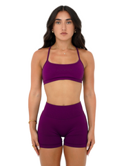 LJ V-BACK SCRUNCH SHORTS - BERRY