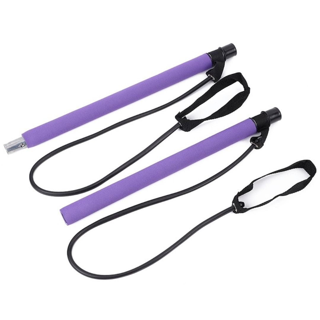 Portable Pilates Bar Kit with Resistance Bands - Home Gym Workout Stick for Yoga, Stretching, and Strength Training - Full Body Toning Fitness Equipment