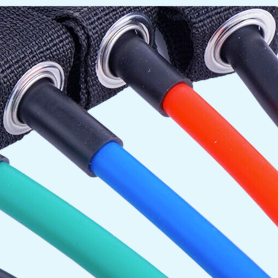 11-Piece Stackable Resistance Bands Set - Premium Latex Exercise Tubes with Door Anchor, Ankle Straps, and Handles for Home Gym & Strength Training