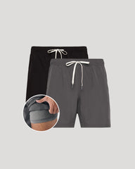 Black and Carbon Active Quick Dry Shorts with Liner 2-Pack