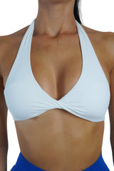 Twist Halter Bra - White
