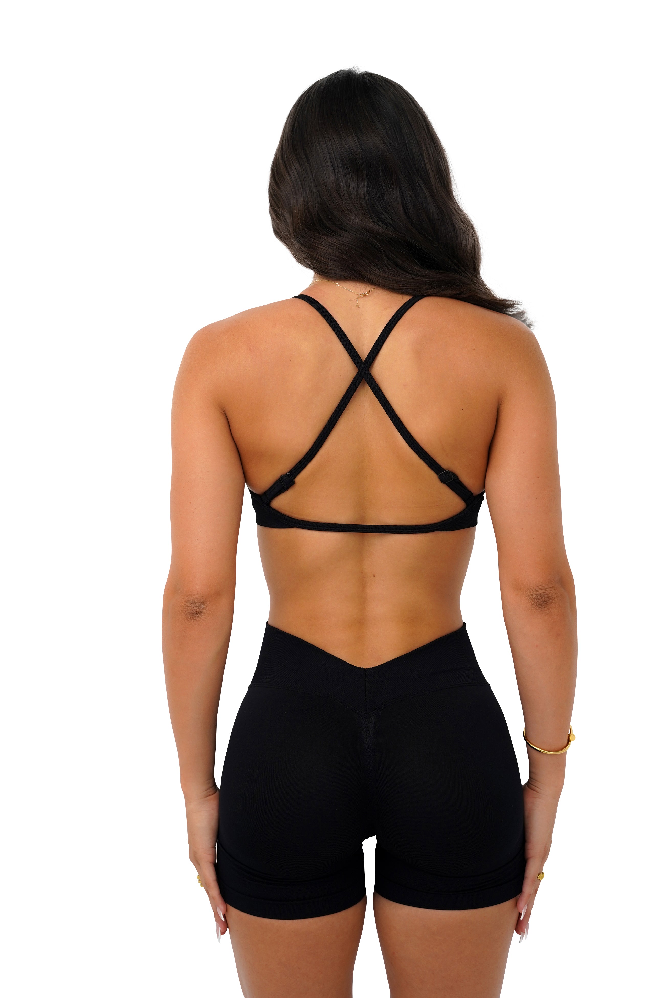 LJ V-BACK SCRUNCH SHORTS - BLACK
