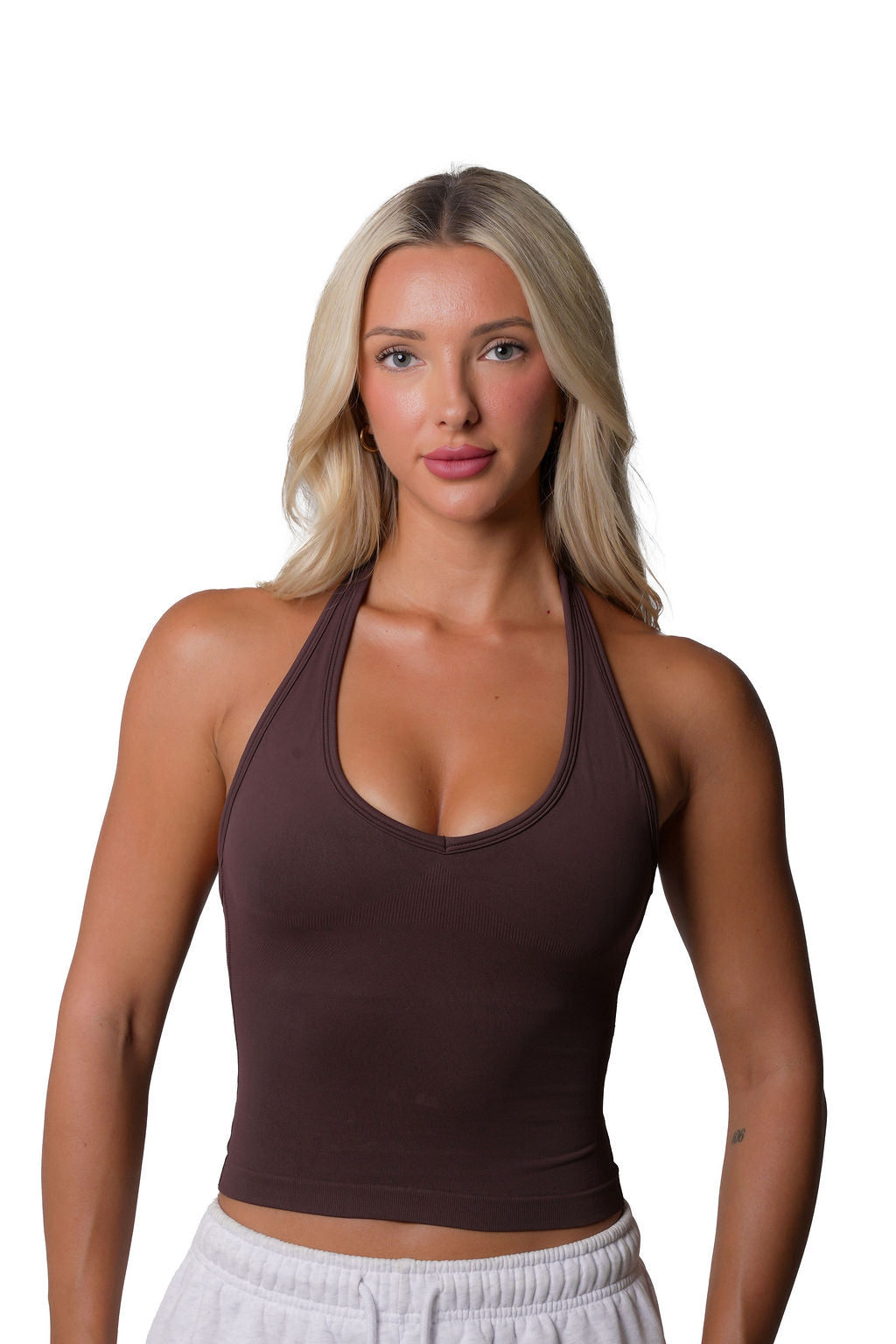RECOIL HALTER TANK TOP - ESPRESSO