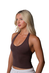 RECOIL HALTER TANK TOP - ESPRESSO
