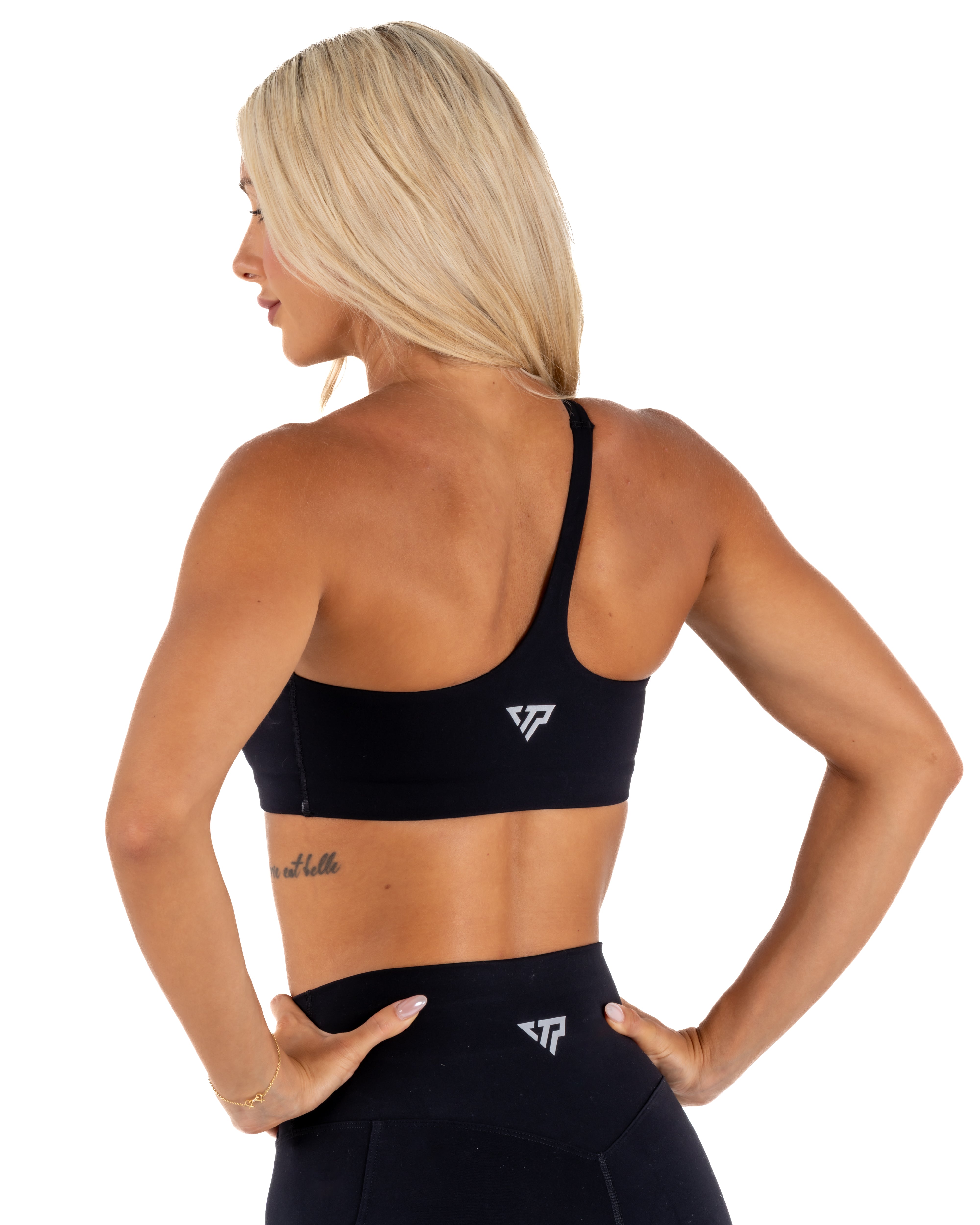 IGNITE ONE SHOULDER CROP - BLACK