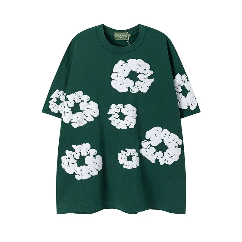 Denim Tears Cotton Wreath Graphic T-Shirt - Dark Green / Oversized Streetwear