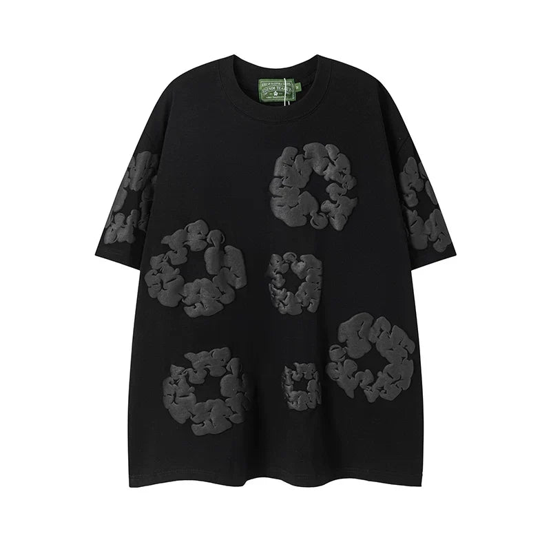 Denim Tears Cotton Wreath Graphic T-Shirt - Black on Black / Oversized Streetwear