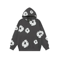 Denim Tears Cotton Wreath Graphic Hoodie - Charcoal Grey / Relaxed Streetwear Fit