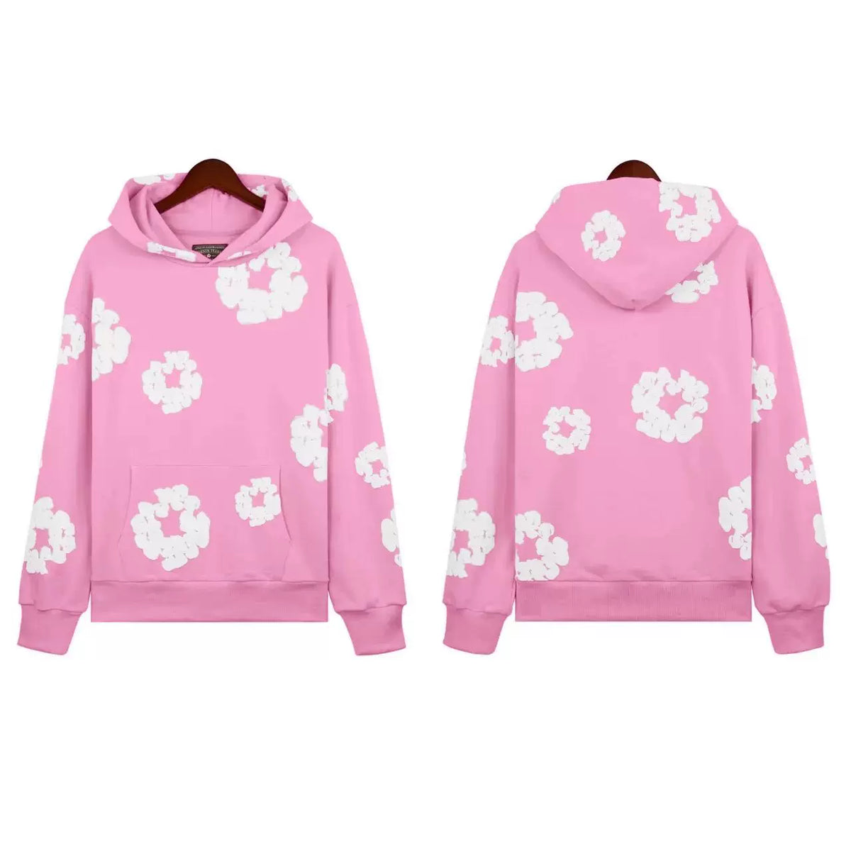 "Denim Tears" Pink Floral Pattern Full-Zip Hoodie