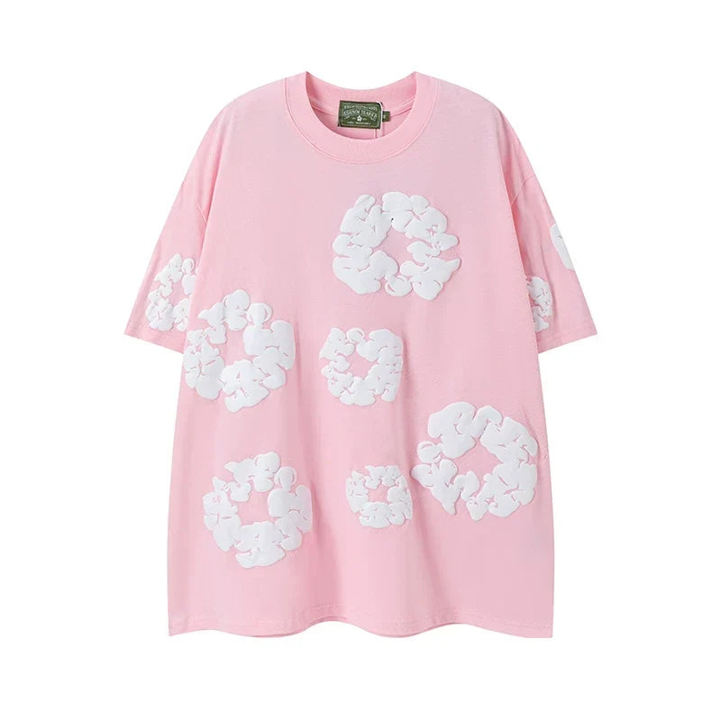 Denim Tears Cotton Wreath Graphic T-Shirt - Pink / Oversized US Streetwear