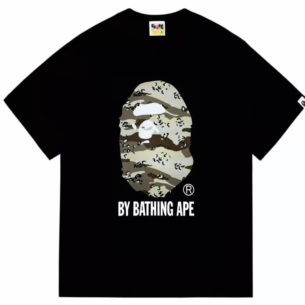 BAPE Style Desert Camo Big Ape Head Short-Sleeve Tee - Black