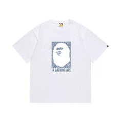 BAPE Style Box Ape Head Short-Sleeve Tee - White/Blue