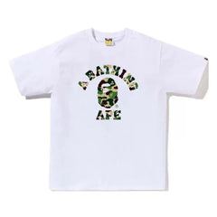 BAPE Style Camo Ape Head Arch Logo Short-Sleeve Tee - White/Classic Green