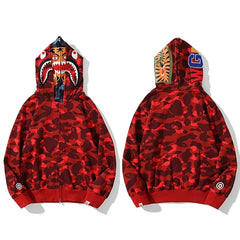 BAPE Style Camo Tiger Full-Zip Hoodie - Red