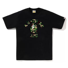 BAPE Style Camo Ape Head Arch Logo Short-Sleeve Tee - Black/Classic Green