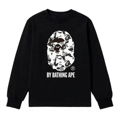 BAPE Style "BY BATHING APE" Camo Ape Head Long-Sleeve Tee - Black/Monochrome Camo