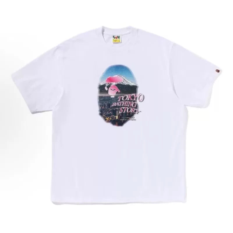 BAPE Style "Tokyo Bathing Story" Mt. Fuji Ape Head Tee - White