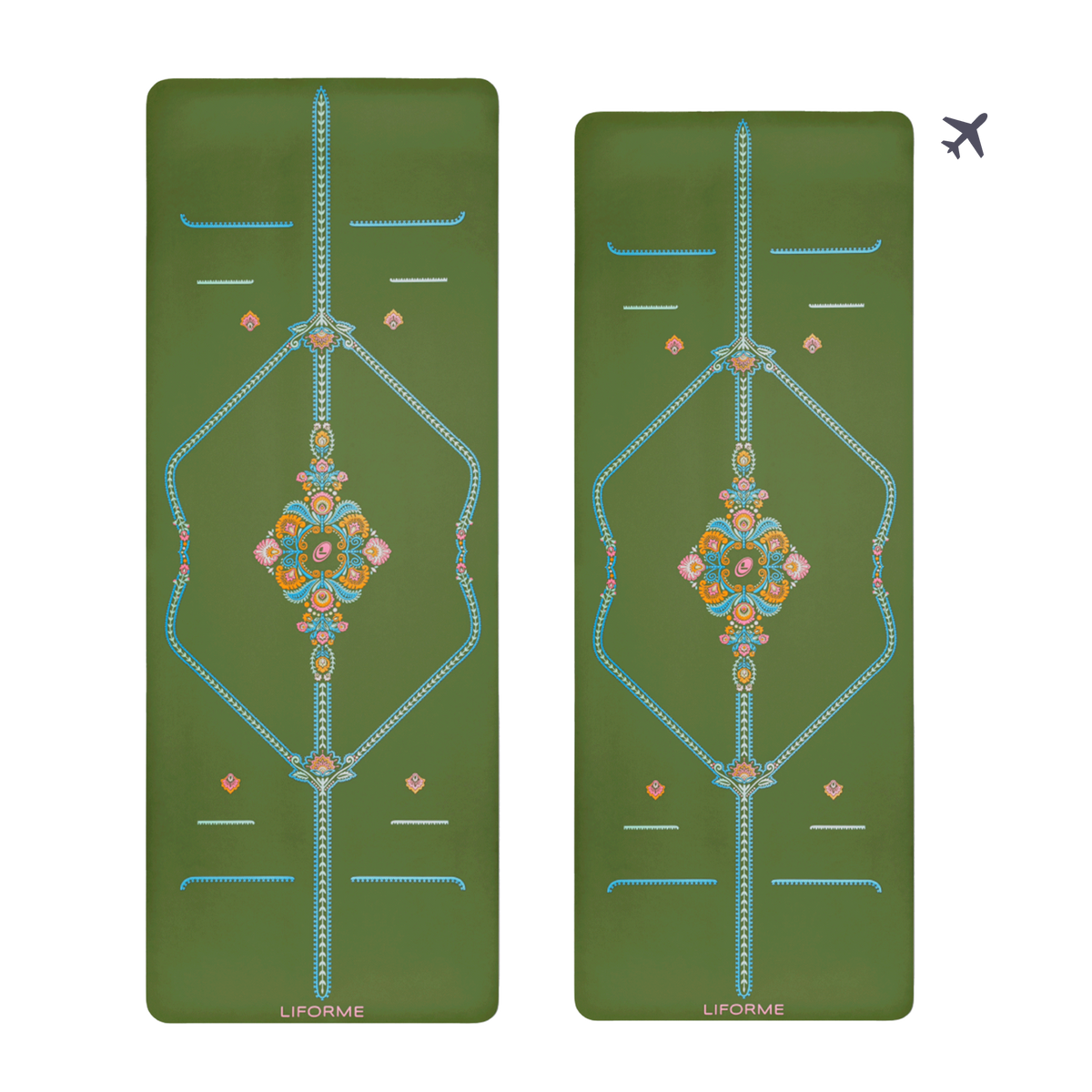 Liforme Mindful Garden Yoga Mat & Travel Mat Bundle