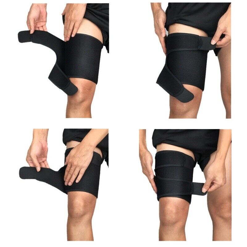 Adjustable Thigh Compression Sleeve - Neoprene Hamstring and Quad Support Wrap for Groin Strain, Pulled Muscles, and Athletic Recovery - One Size Fits All
