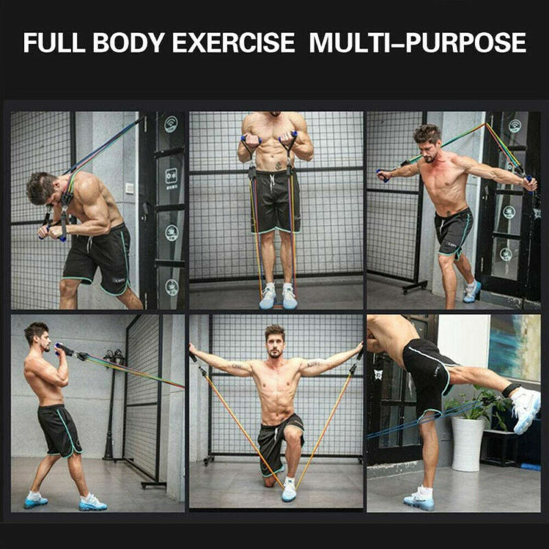 11-Piece Stackable Resistance Bands Set - Premium Latex Exercise Tubes with Door Anchor, Ankle Straps, and Handles for Home Gym & Strength Training