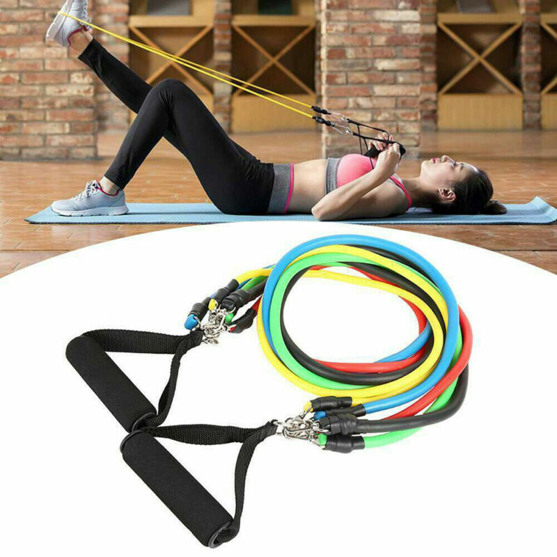 11-Piece Stackable Resistance Bands Set - Premium Latex Exercise Tubes with Door Anchor, Ankle Straps, and Handles for Home Gym & Strength Training