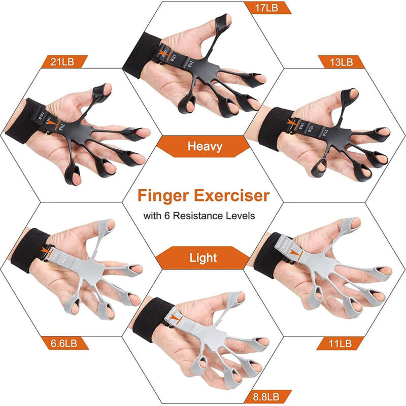 Adjustable Finger Exerciser & Grip Strength Trainer - 6 Resistance Levels for Rock Climbing, Guitar Players, Arthritis Relief, and Forearm Recovery