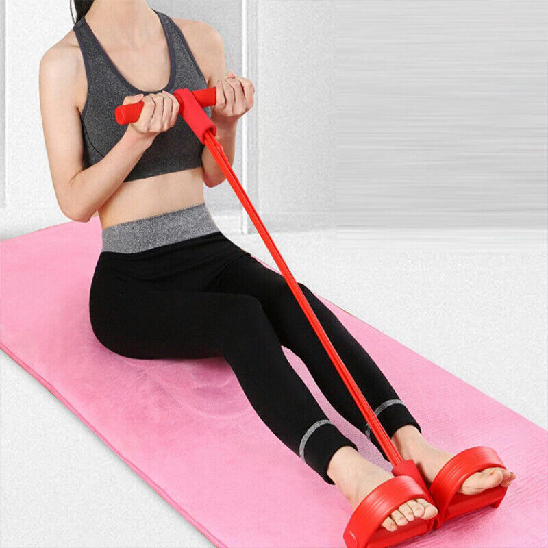 Multi-Function Resistance Band Pedal Exerciser - Sit-Up Pull Rope with Foot Pedals and Foam Handles for Home Gym, Tummy Trimming, and Strength Training