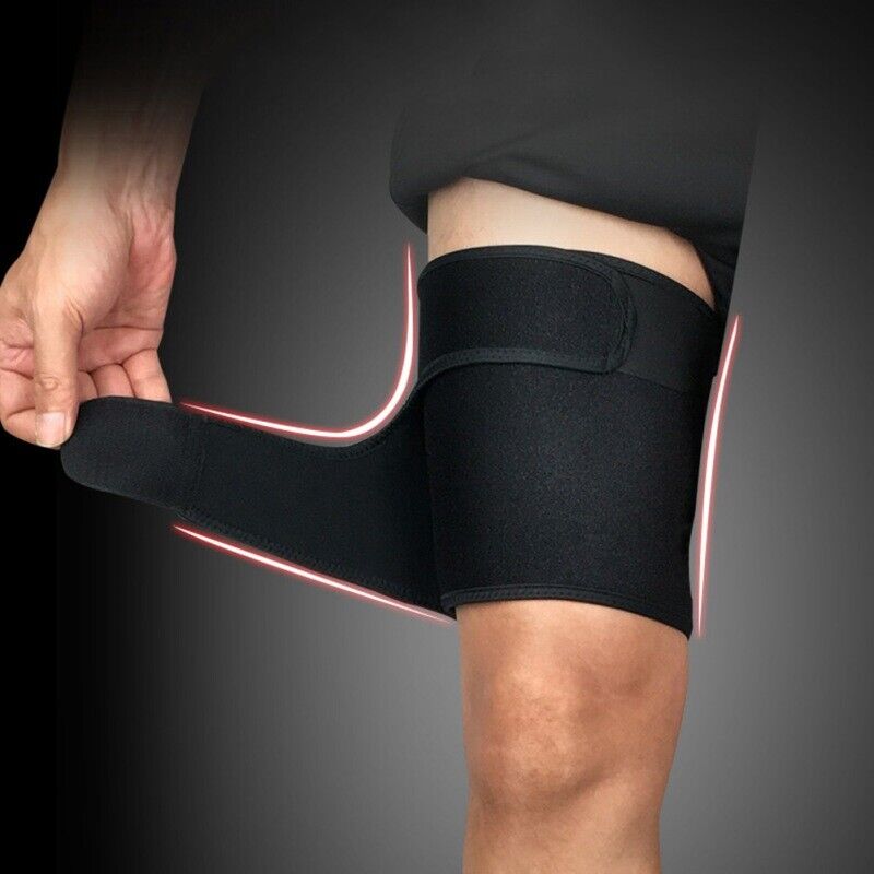 Adjustable Thigh Compression Sleeve - Neoprene Hamstring and Quad Support Wrap for Groin Strain, Pulled Muscles, and Athletic Recovery - One Size Fits All