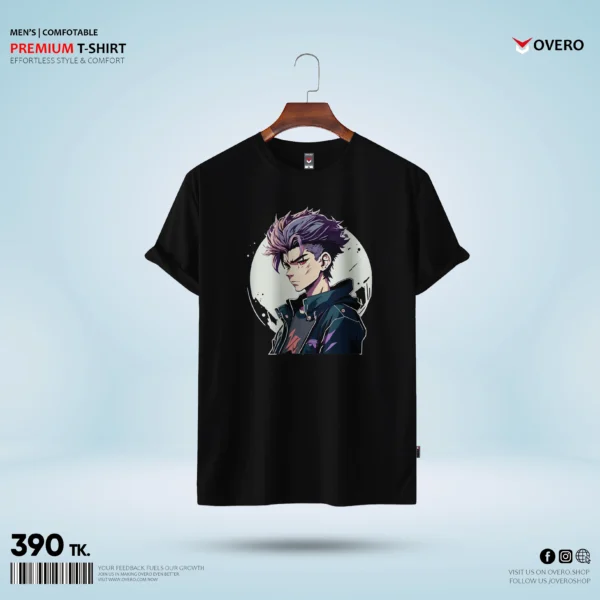 Men's Round Neck Half Sleeve - anime boy